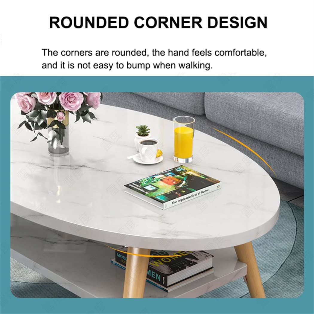 Amazon.co.jp: Desk Oval 2-Tier Coffee Table, Oval Wood Coffee